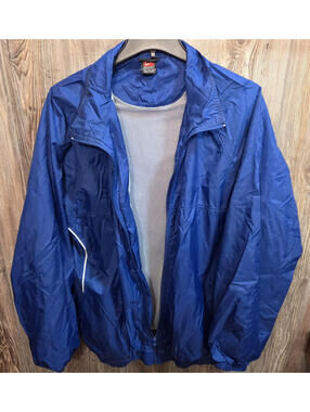 Nike Full Zip Windbreaker Track Jacket Size 3XL Blue Nylon Blue Softshell VTG
